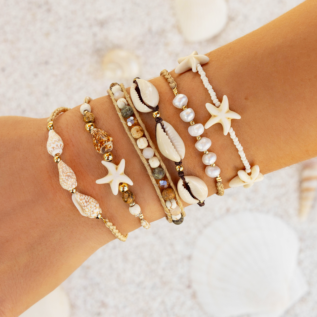 Sunbaked Braided Shell Bracelet