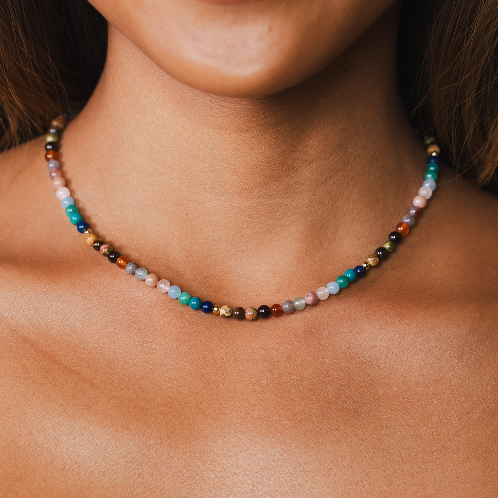 Master Healer 4mm Healing Necklace, on neck