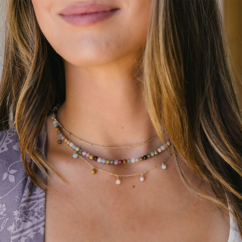 4mm Peace + Happiness Dewdrop Necklace