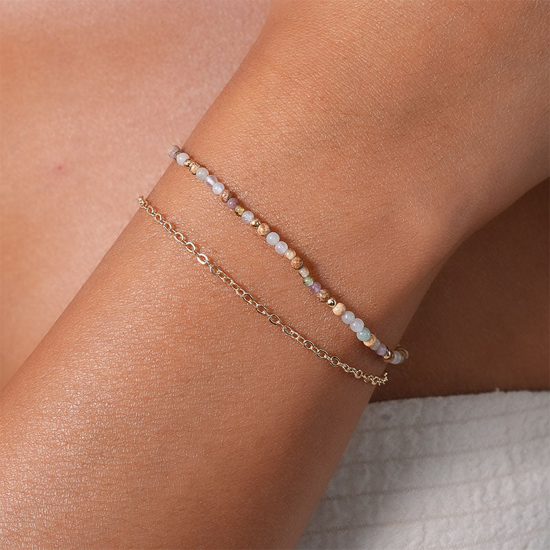 Peace + Love + Happiness 2mm Layered Healing Bracelet