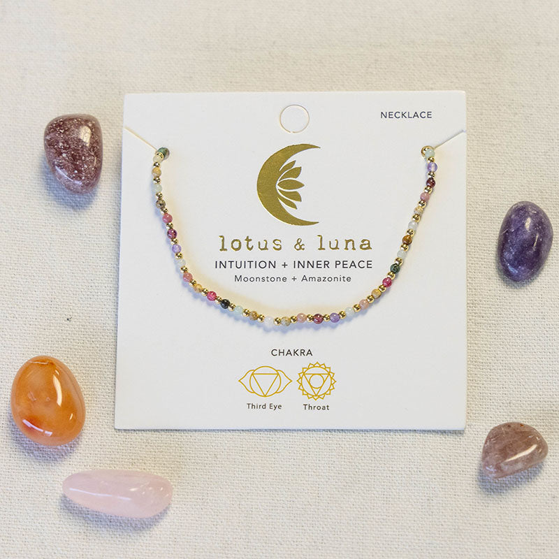 Intuition + Inner Peace 2mm Metal Accent Healing Necklace