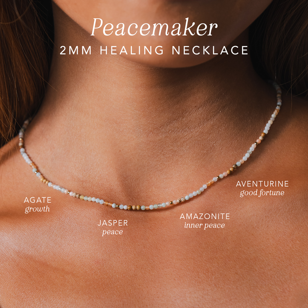 Peacemaker 2mm Metal Accent Healing Necklace