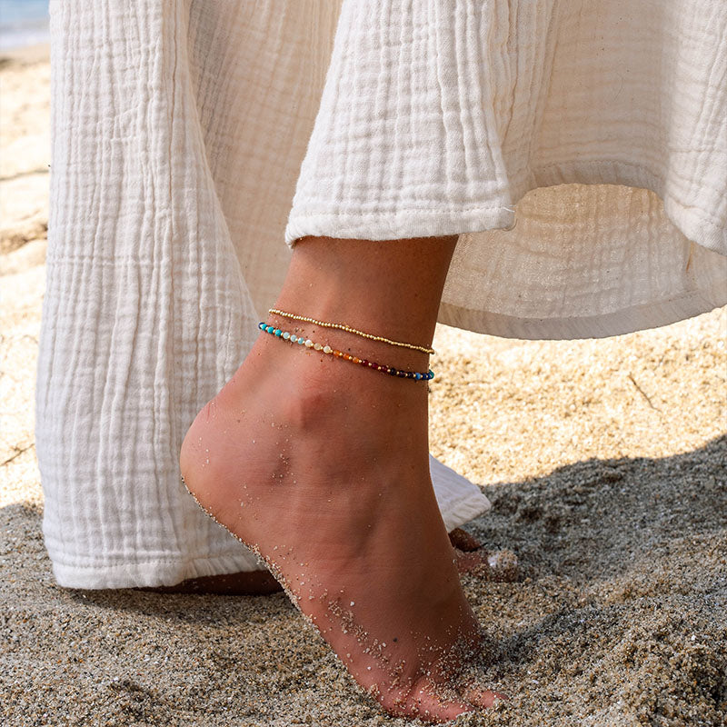 2mm Gold Bead Anklet