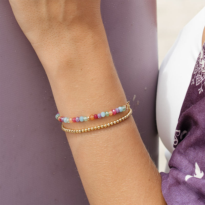 Gold 3mm Stretch Bead Bracelet