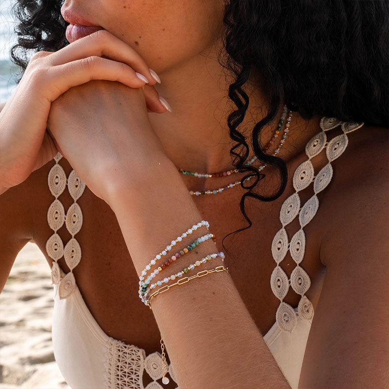 Healing + Inner Peace 3mm Metal Accent Bracelet