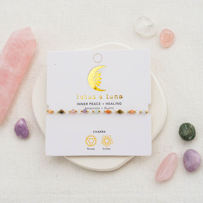 Healing + Inner Peace 3mm Metal Accent Bracelet