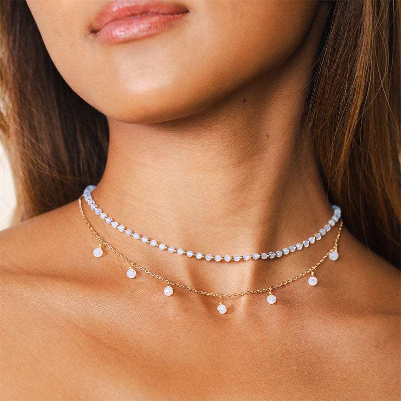 3mm Moon Dancer + 3mm Moonstone Dewdrop Stack