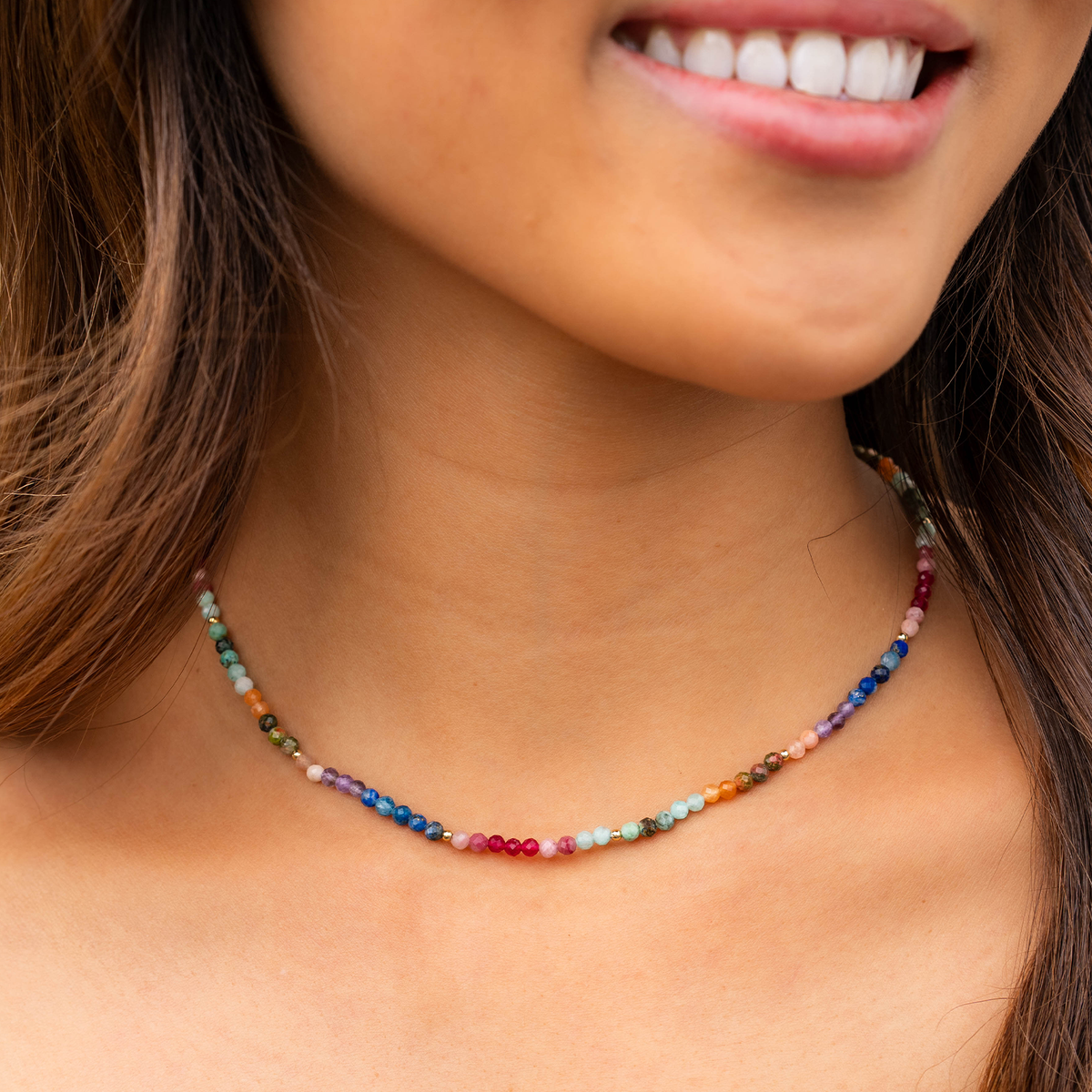 3mm Good Vibes + Heart Chakra Necklace Stack