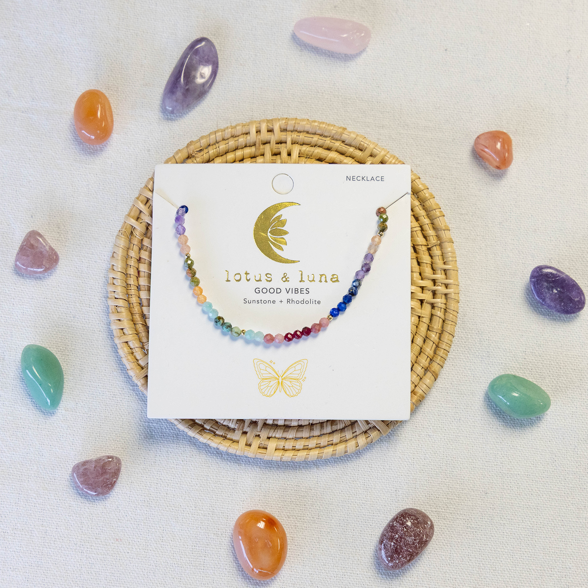 3mm Good Vibes + Heart Chakra Necklace Stack