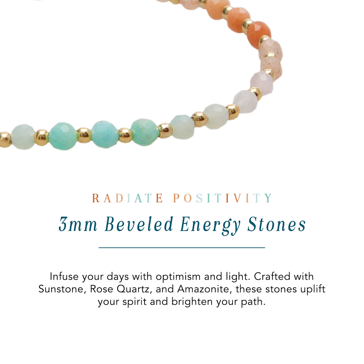 Positive Energy 3mm Metal Accent Healing Bracelet