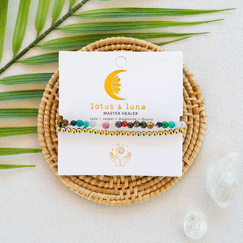 4mm Master Healer + 4mm Gold Bracelet Stack