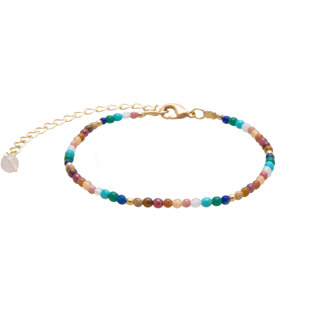 Rainbow stone bracelet on gold chain