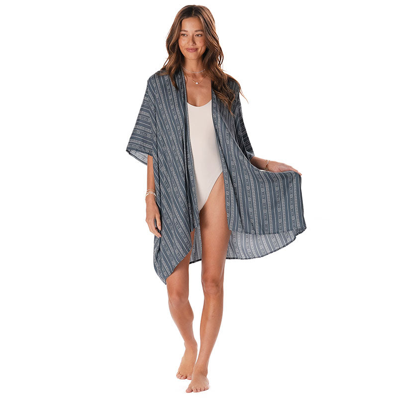Charcoal Grey Tribal Stripe Kimono