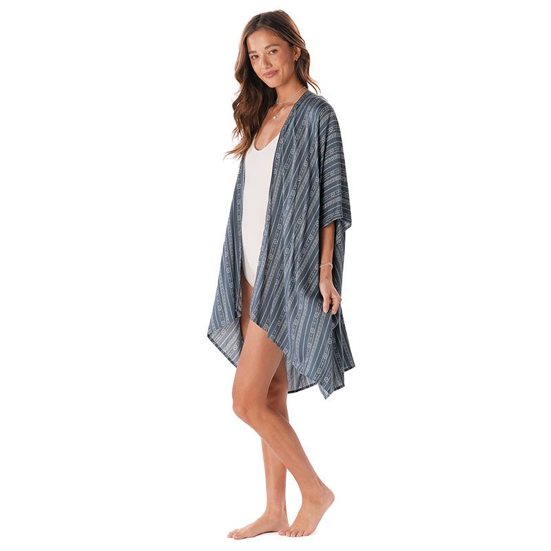 Charcoal Grey Tribal Stripe Kimono