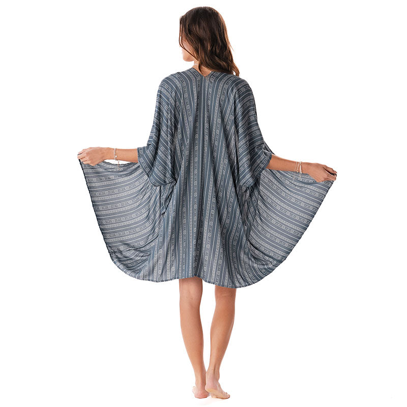 Charcoal Grey Tribal Stripe Kimono