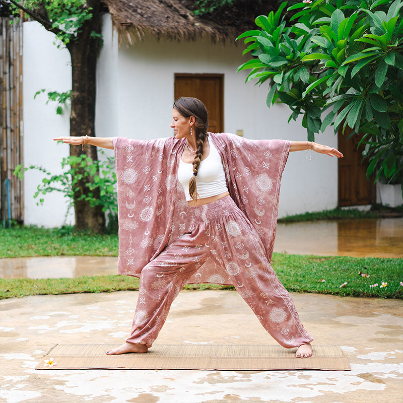 Dusty Rose Lotus Moon Kimono