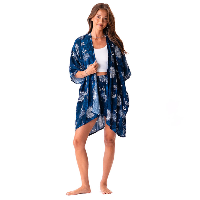 Nightfall Blue Lotus Moon Kimono
