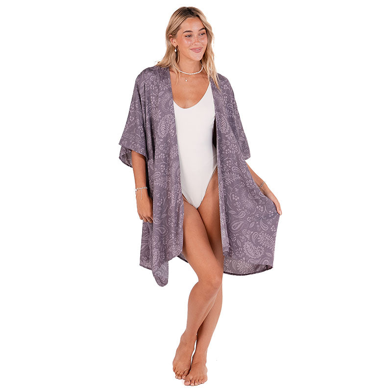 Frosted Plum Paisley Kimono