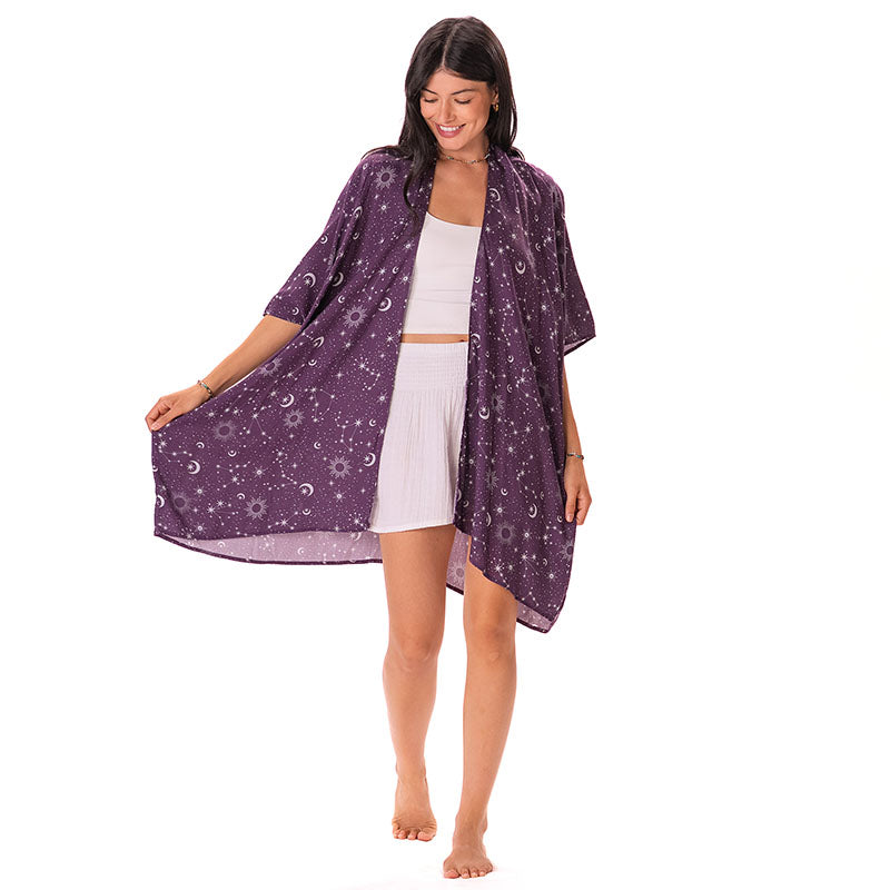 Plum Starry Night Kimono