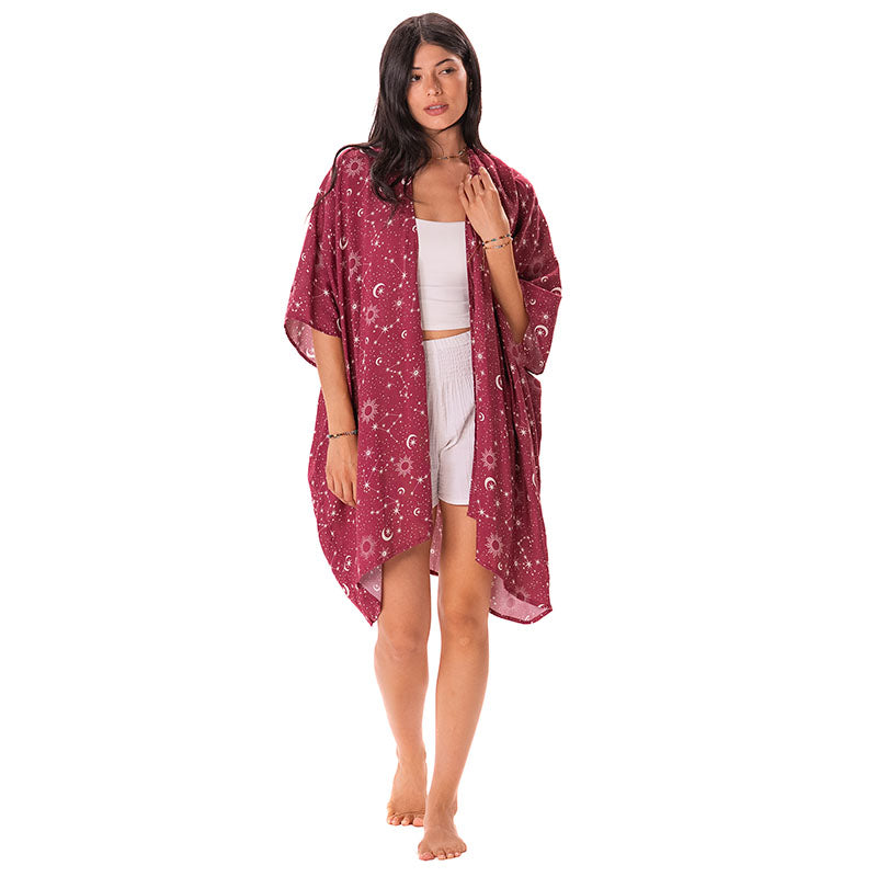 Cranberry Starry Night Kimono