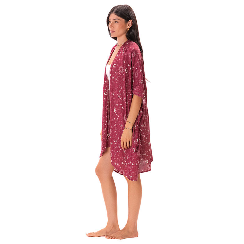 Cranberry Starry Night Kimono