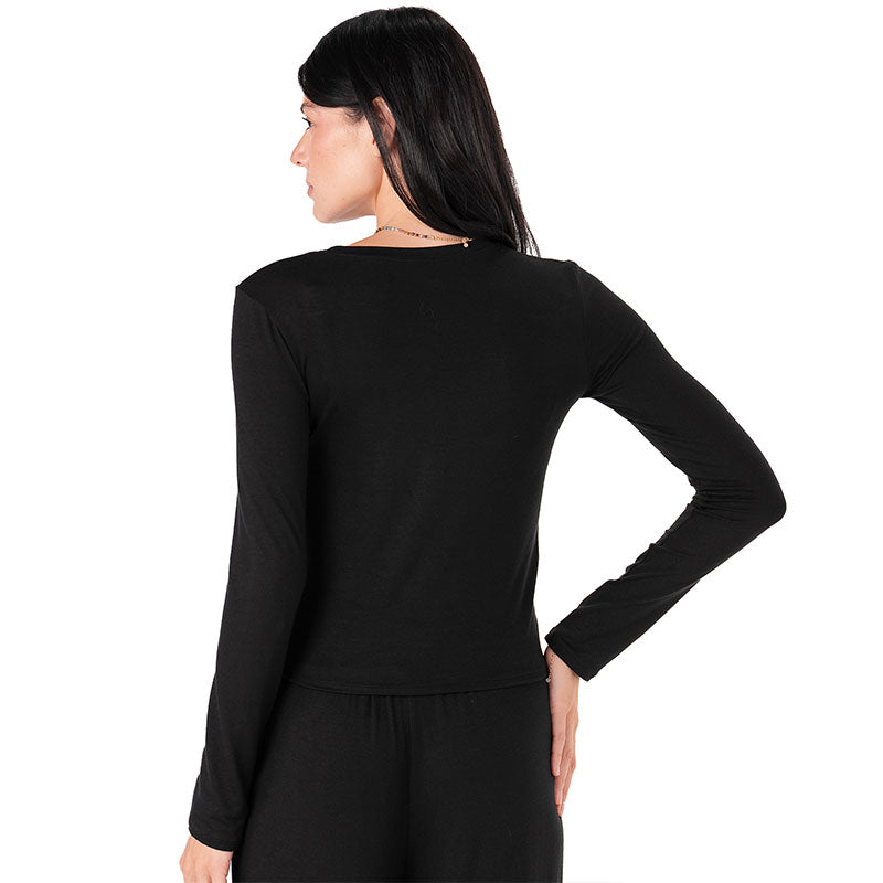 Black Modal Halo Long Sleeve Top, back