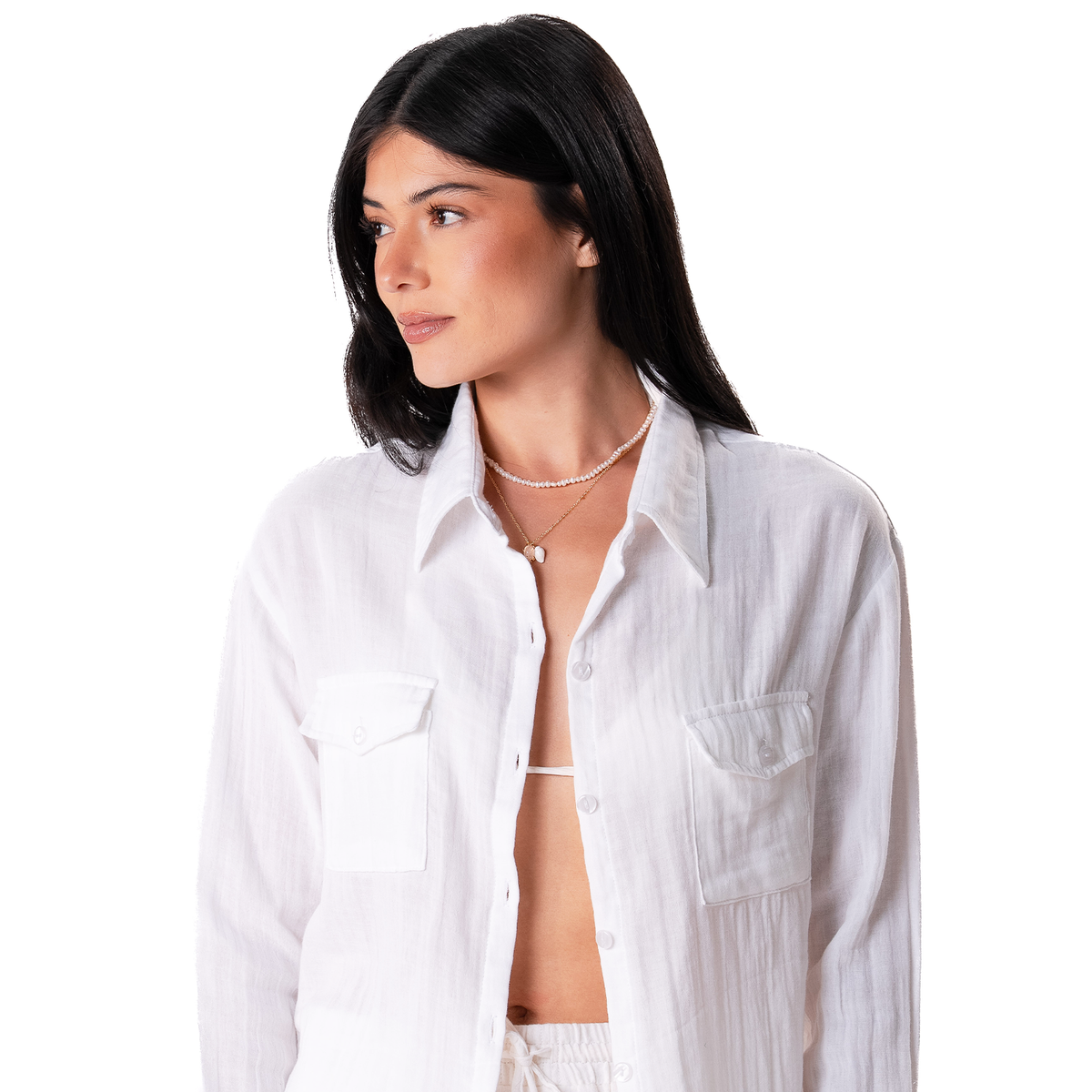 White Girlfriend Button Up