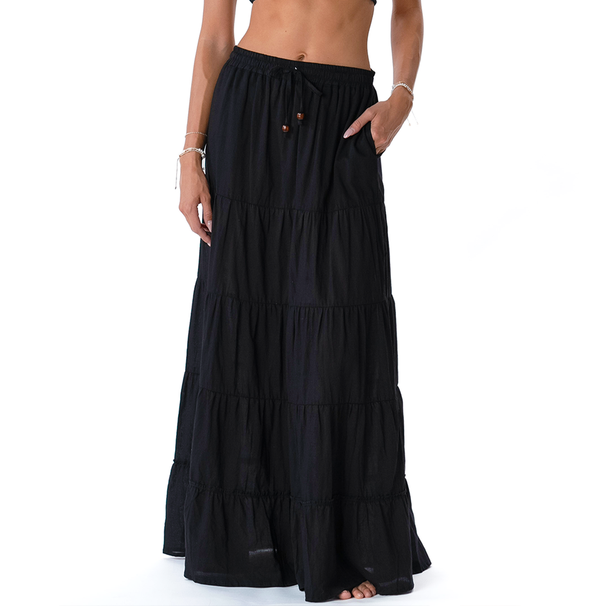 Black Shipwrecked Maxi Skirt