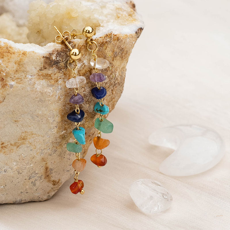 7 Chakras Raw Stone Earrings