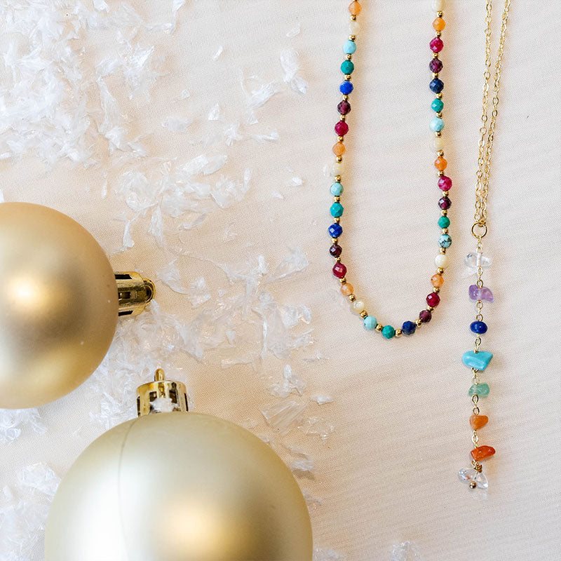 Divine Healer + 7 Chakra Raw Stone Necklace Stack