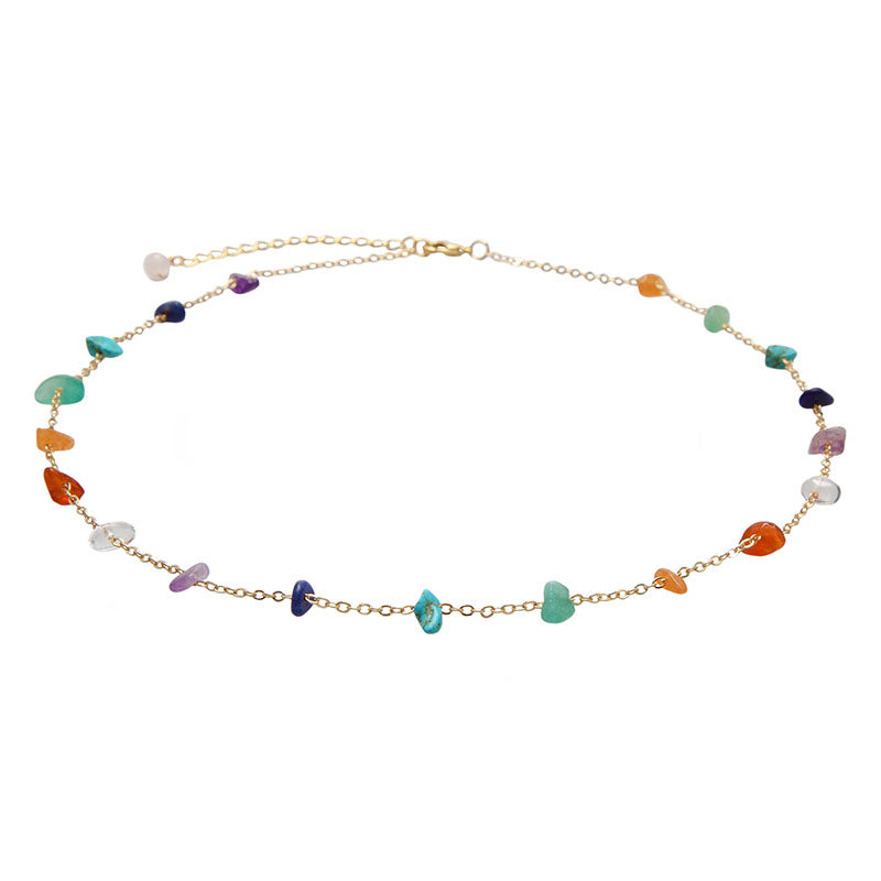 7 Chakras Raw Stone Chain Necklace