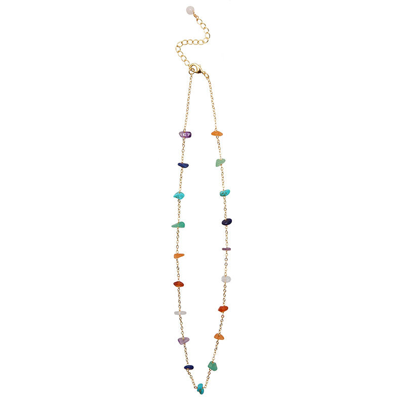 7 Chakras Raw Stone Chain Necklace
