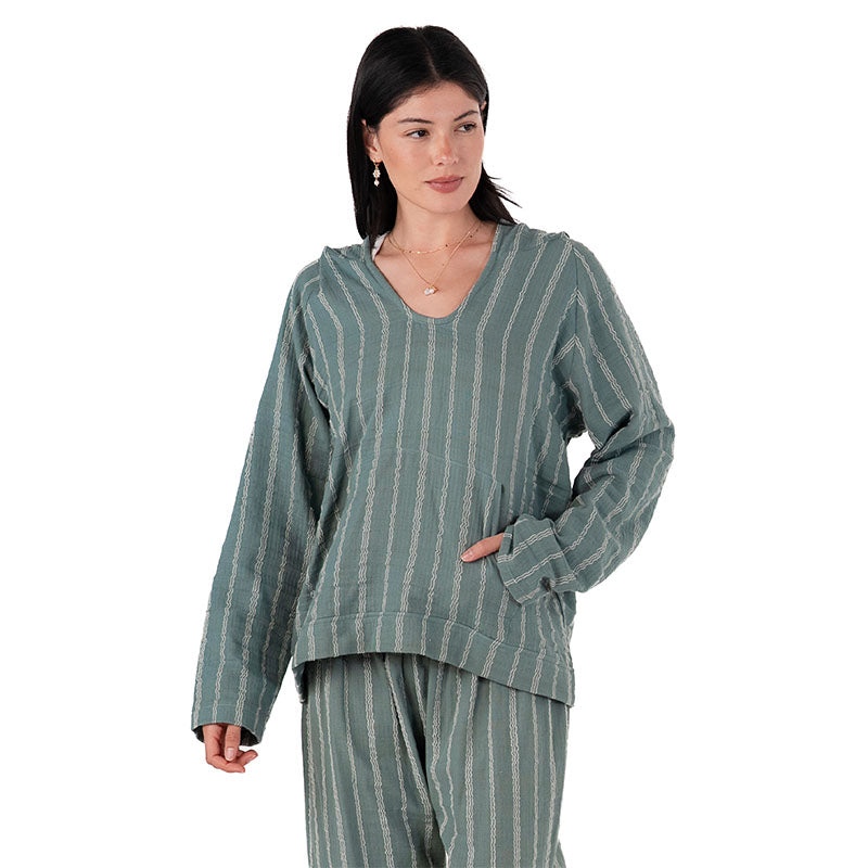 Sage Sailor Stripe Baja Pullover