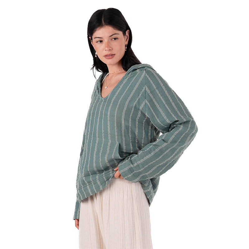 Sage Sailor Stripe Baja Pullover