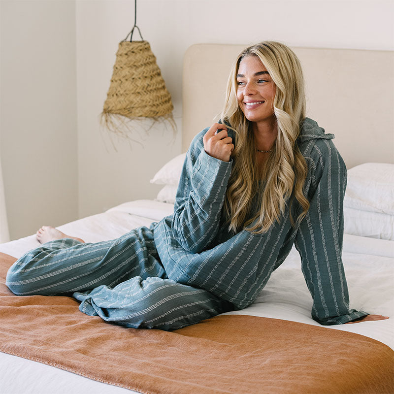 Sage Sailor Stripe Baja Pullover