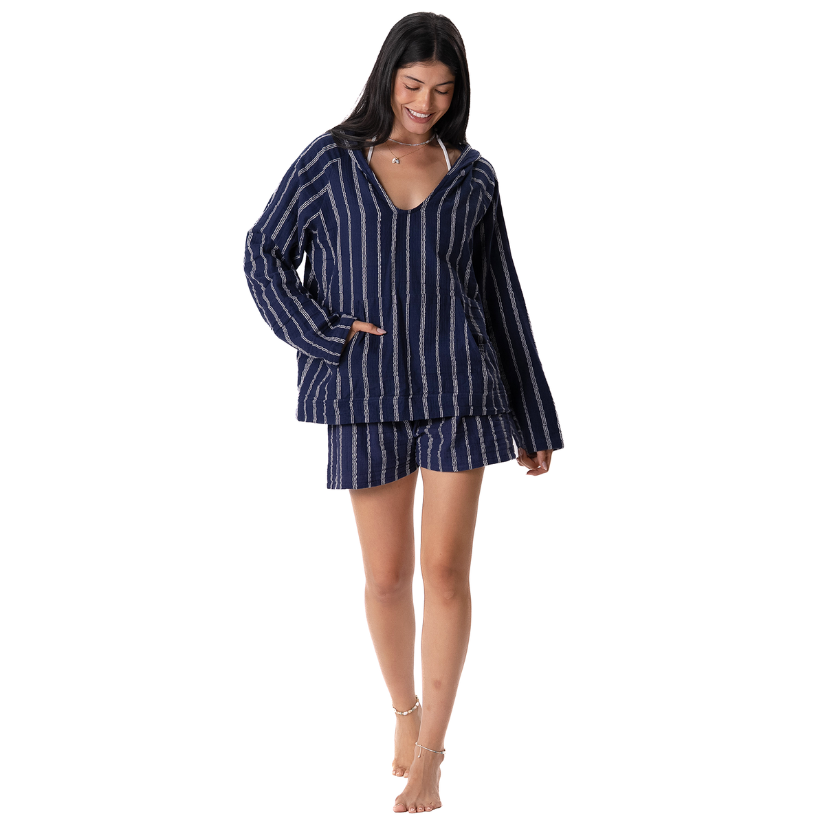 Navy Sailor Stripe Baja Pullover