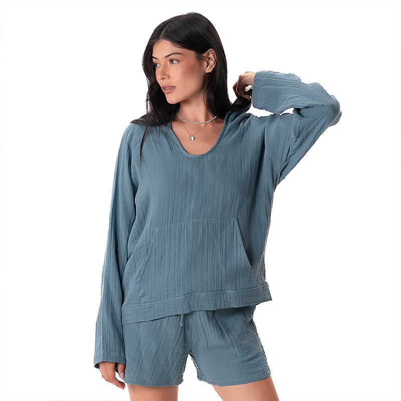 New Moon Blue Baja Pullover