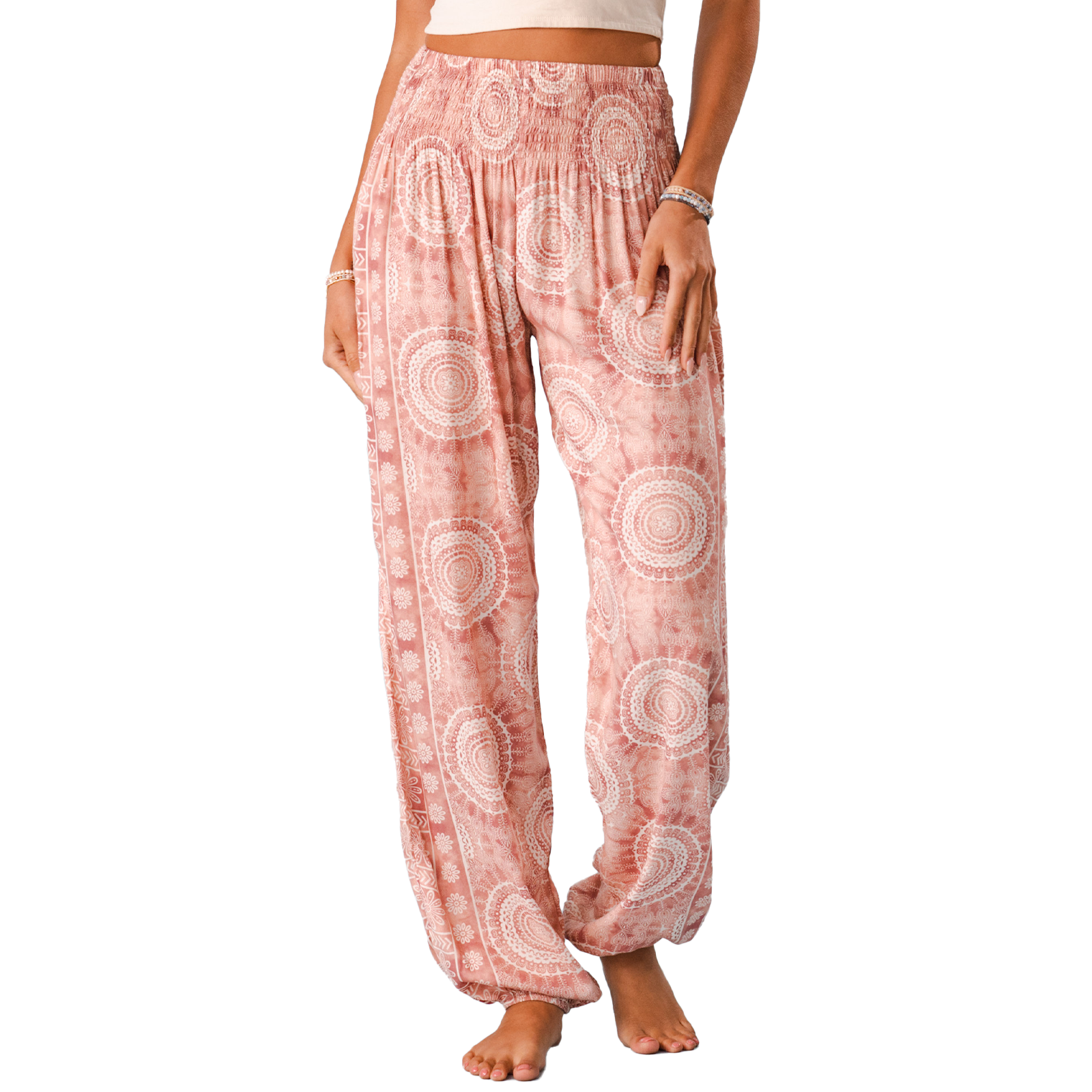 Light pink mandala print harem pants