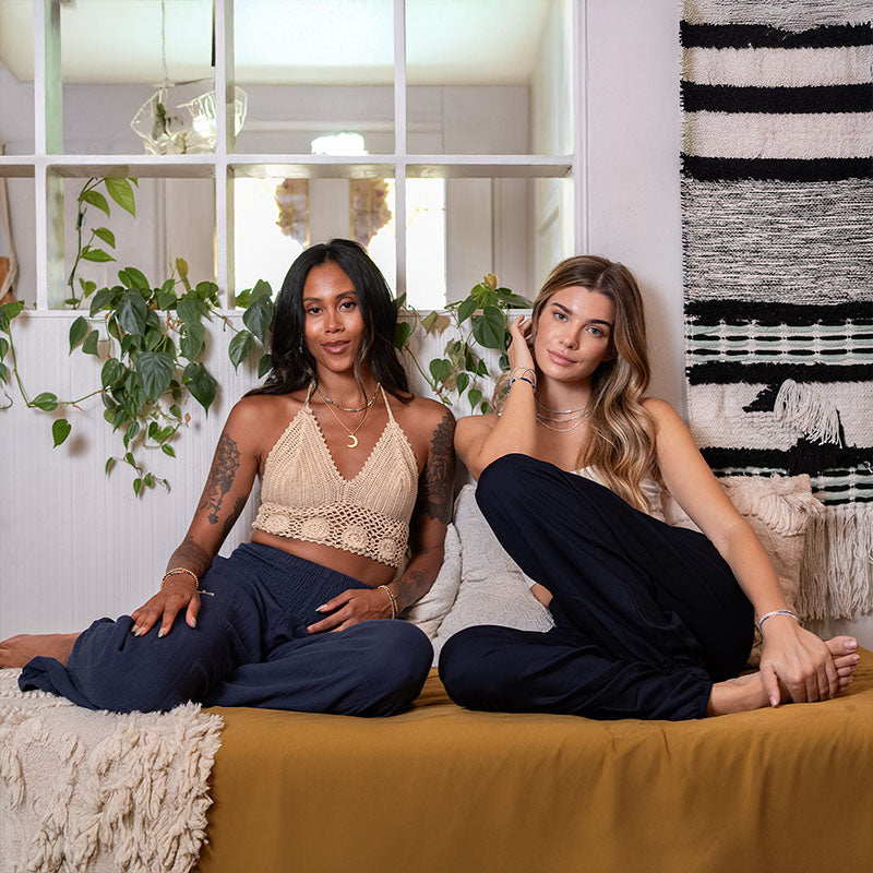 Oxford Wide Leg Cotton Pants