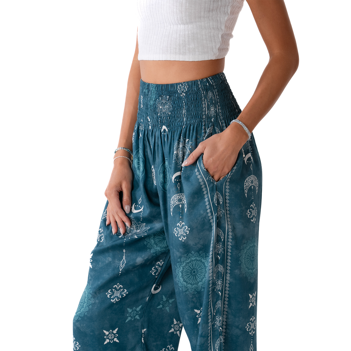 Cosmic Teal Harem Pants