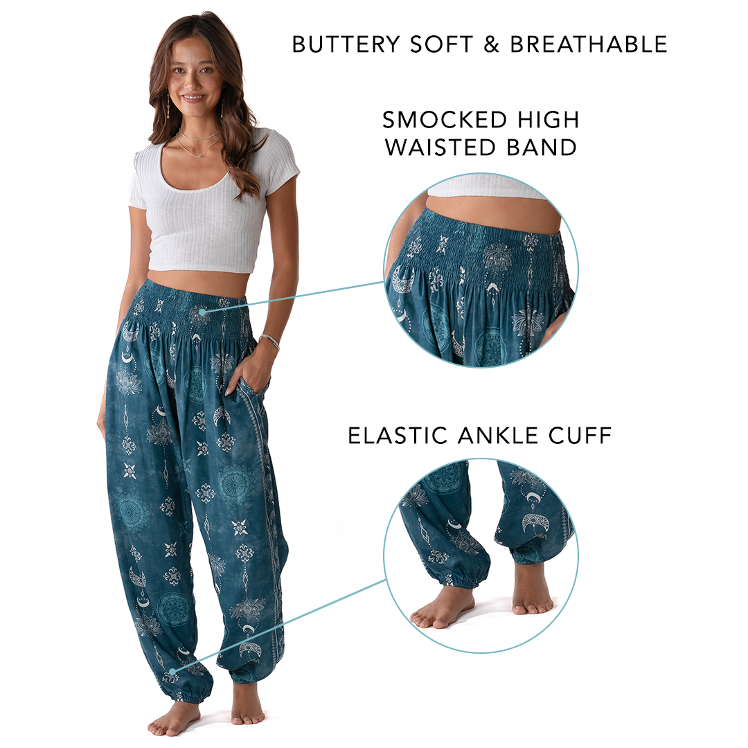 Cosmic Teal Harem Pants