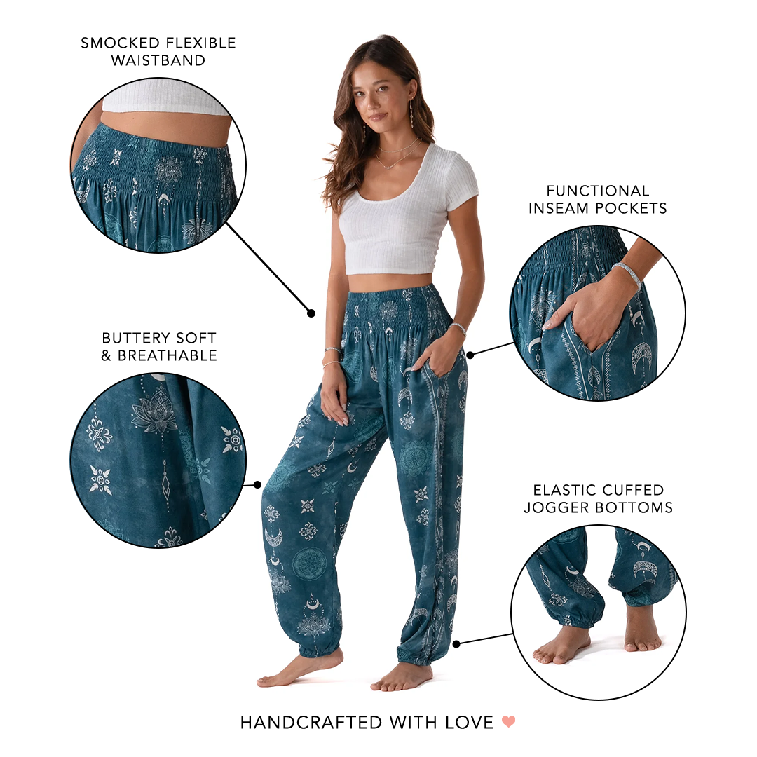 Cosmic Teal Harem Pants