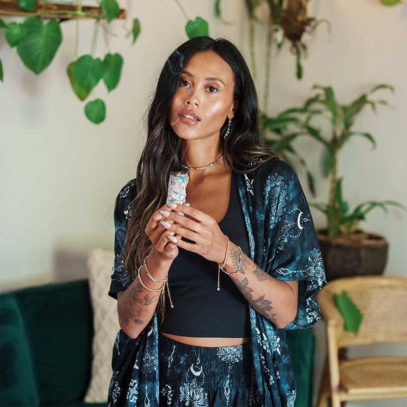 Midnight Lotus Moon Kimono