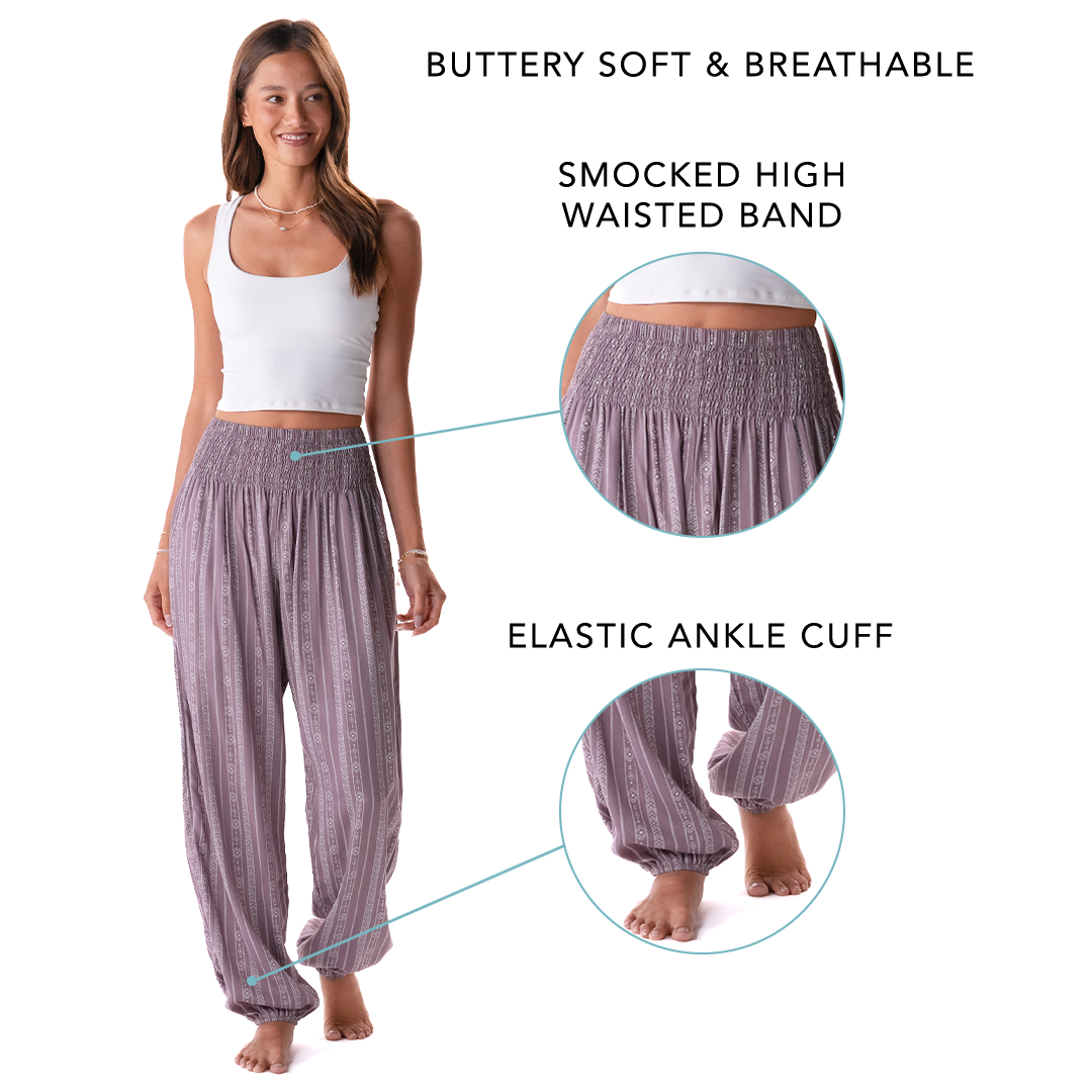 Mauve Tribal Stripe Harem Pants