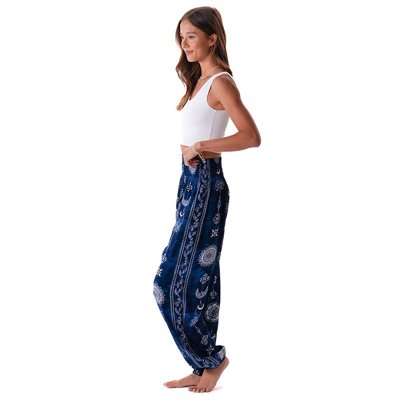 Nightfall Blue Lotus Moon Harem Pants