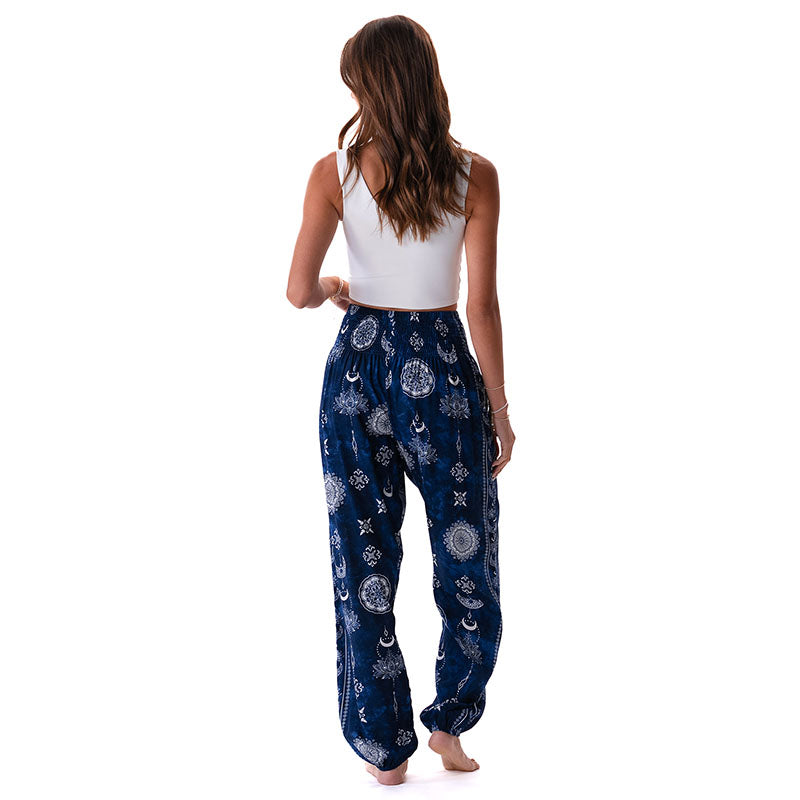Nightfall Blue Lotus Moon Harem Pants