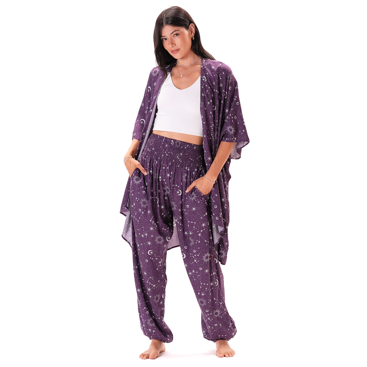 Plum Starry Night Kimono