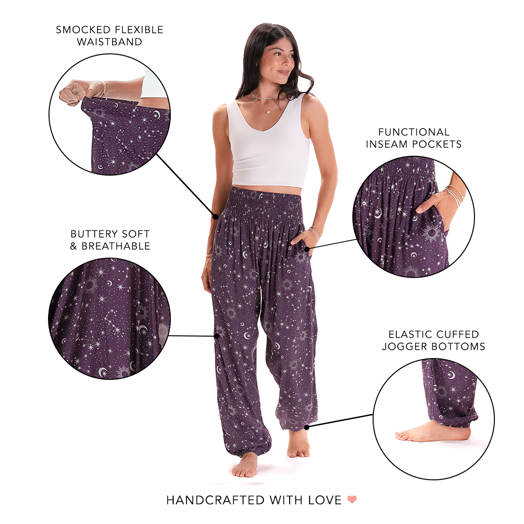 Plum Starry Night Harem Pants