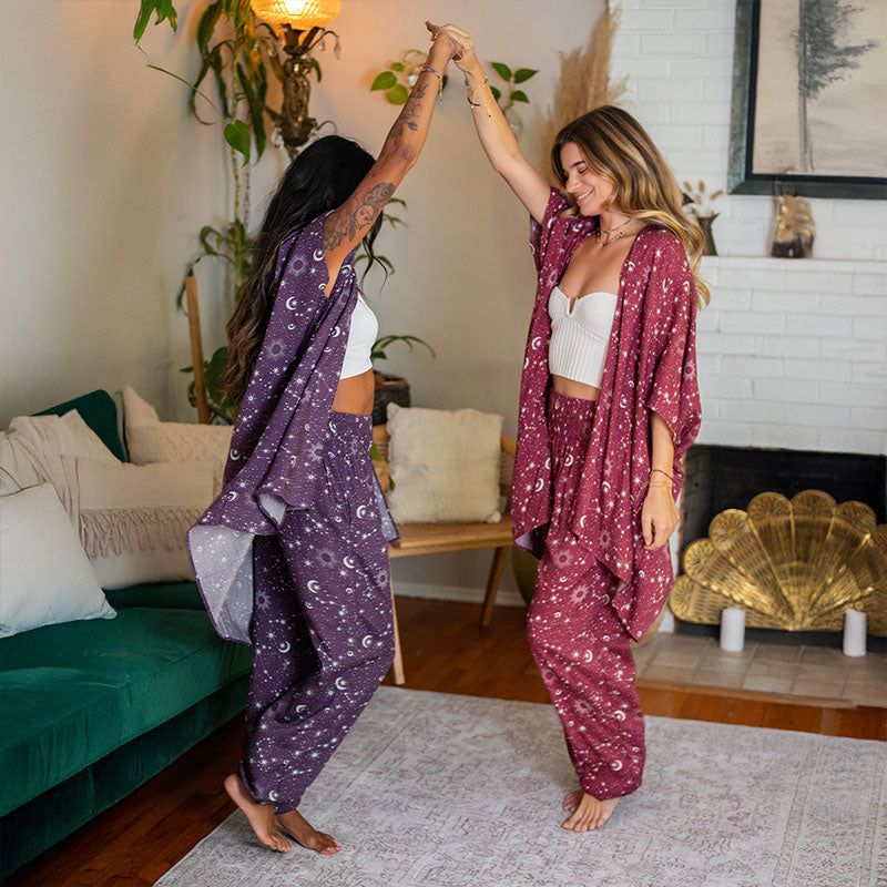 Plum Starry Night Kimono
