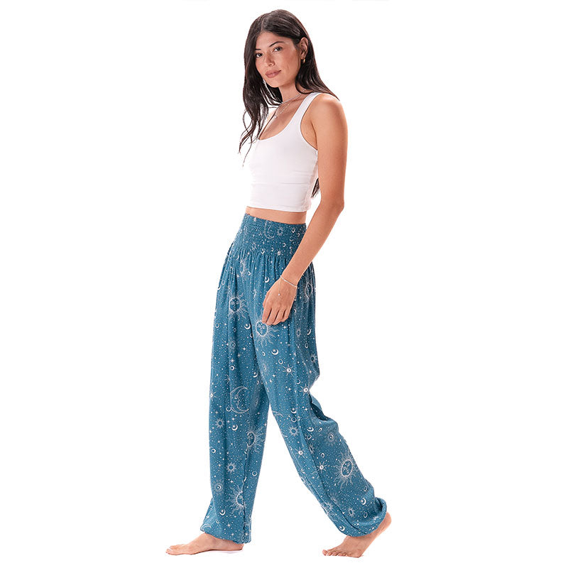 Turquoise Cosmic Sky Harem Pants